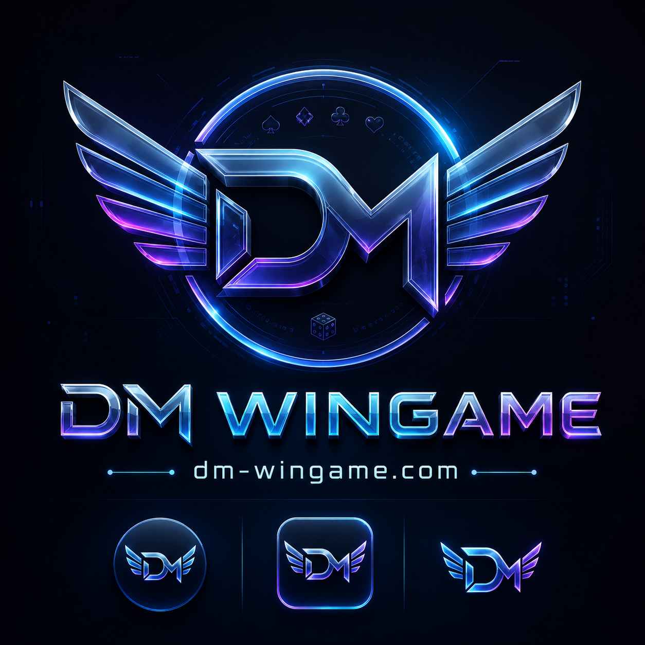 DM Wingame logo kit and domain display
